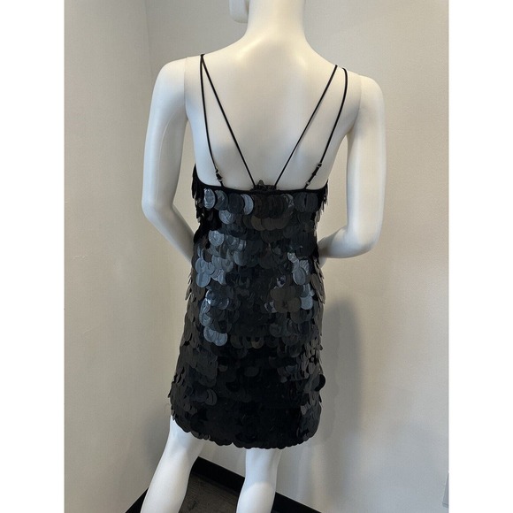Poleci Black Sequin Mini Dress Multi-Strap Womens Sleeveless Size 4 - Picture 11 of 13